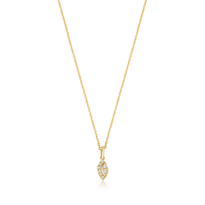 Gargantilha pingente ouro 18k navete com 10pts de Diamantes 1