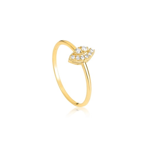 Anel navete ouro 18k com 10pts de Diamantes