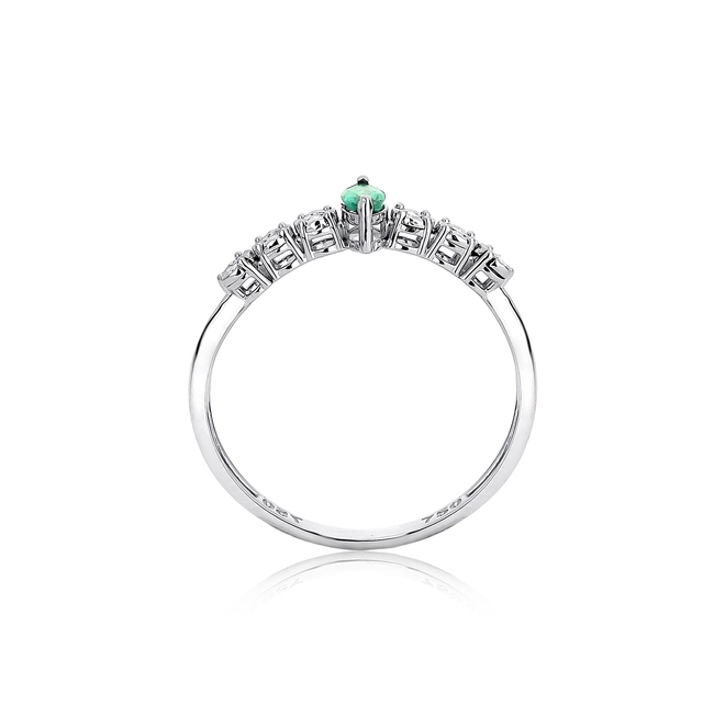 Anel meia aliança ouro branco 18k nevete de Esmeralda e Diamantes 2