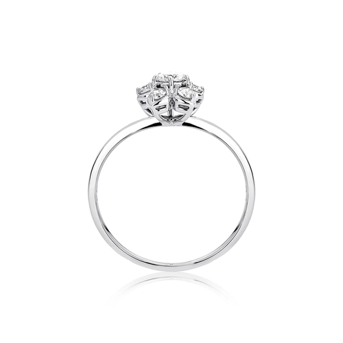 Anel flor ouro branco 18k cravejada de 42 pontos de Diamantes