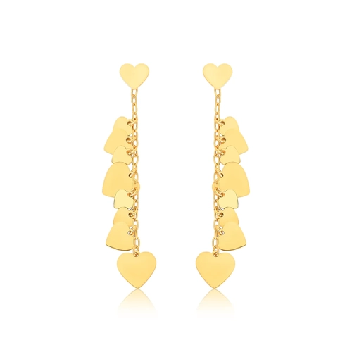 Brinco For Love pingente prata 925 dourada com 9 mini corações a laser