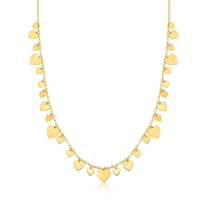Gargantilha For Love Choker prata 925 dourada com corações a laser polidos 1