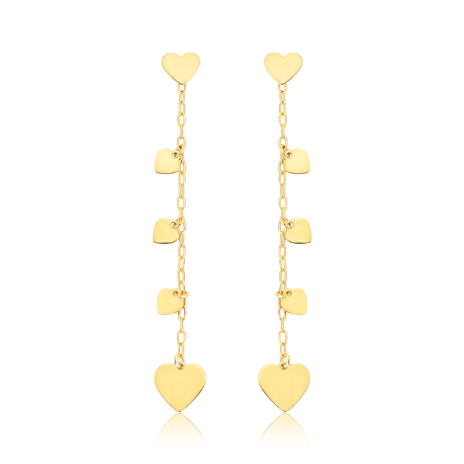Brinco For Love pingente prata 925 dourada com 5 corações a laser polidos 1
