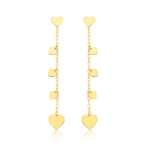 Brinco For Love pingente prata 925 dourada com 5 corações a laser polidos