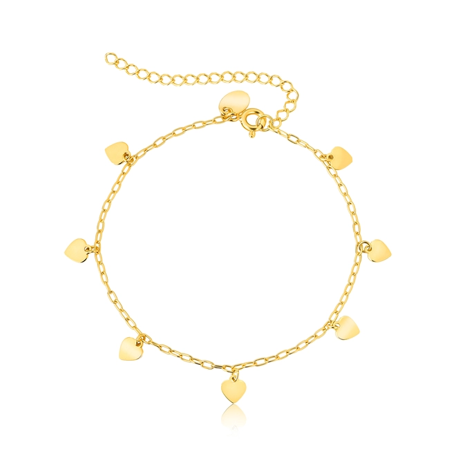 Pulseira For Love de elos prata 925 dourada com 7 mini corações a laser 1