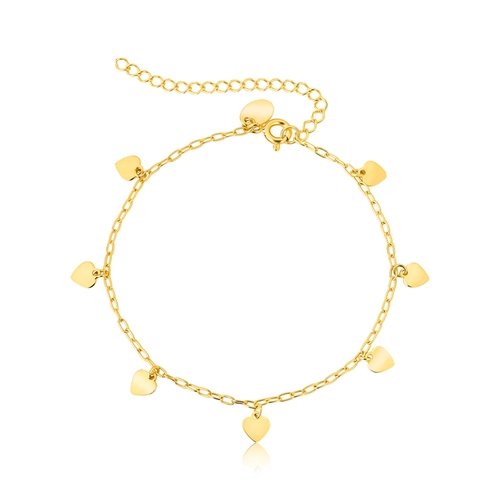 Pulseira For Love de elos prata 925 dourada com 7 mini corações a laser
