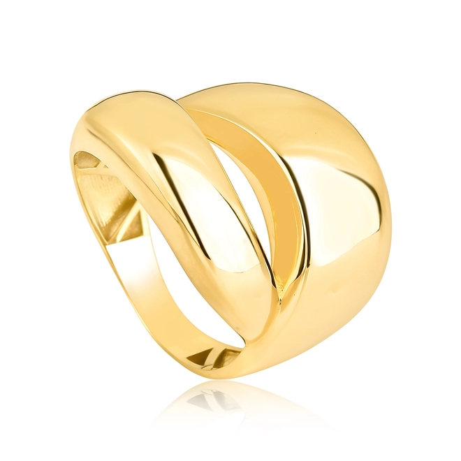 Anel abaulado ouro 18k 2 aros polidos com forro 1