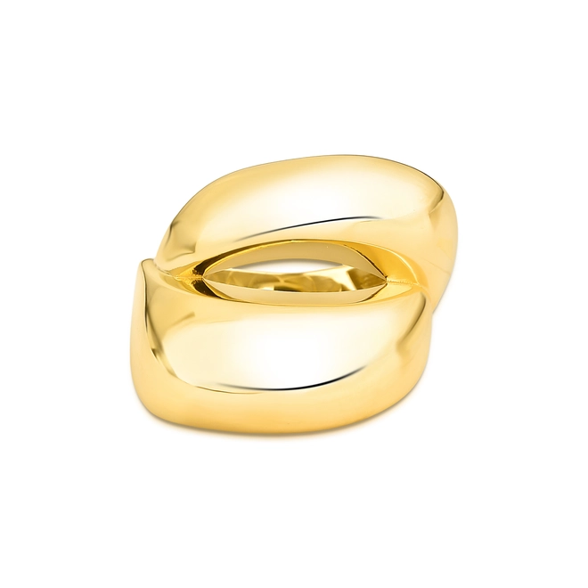Anel abaulado ouro 18k 2 aros polidos com forro 3