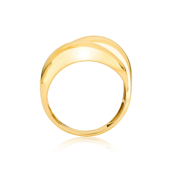 Anel abaulado ouro 18k 2 aros polidos com forro 2