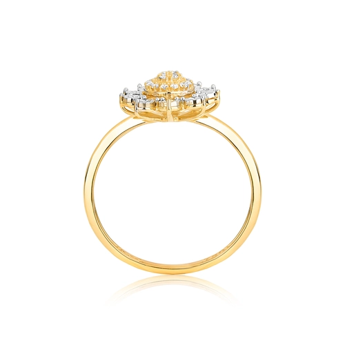 Anel gota ouro 18k pavê de 16pts de Diamantes