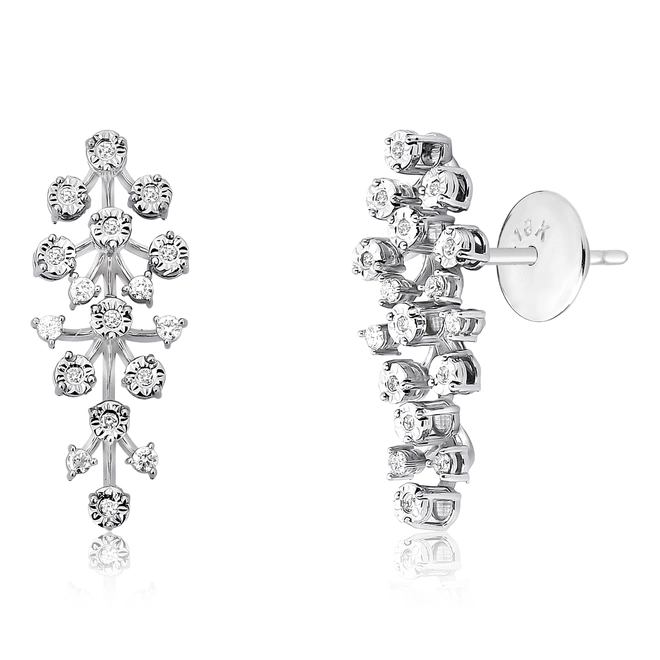 Brinco Ear cuff ouro branco 18k ramo de Diamantes 1