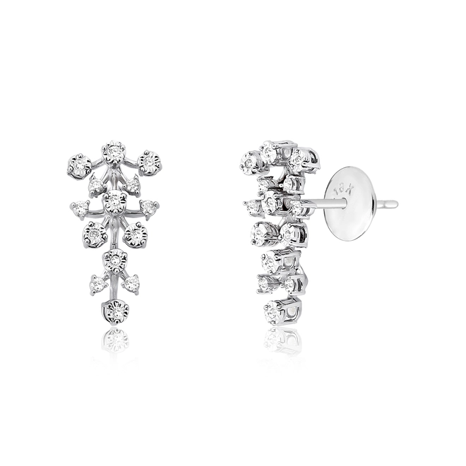 Brinco Ear cuff ouro branco 18k ramo de Diamantes 1