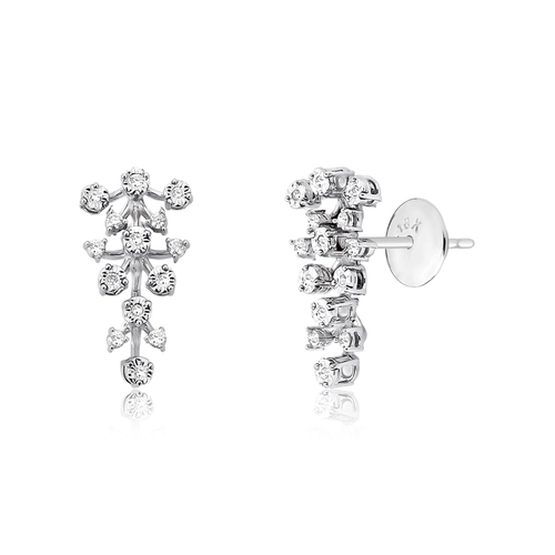 Brinco Ear cuff ouro branco 18k ramo de Diamantes
