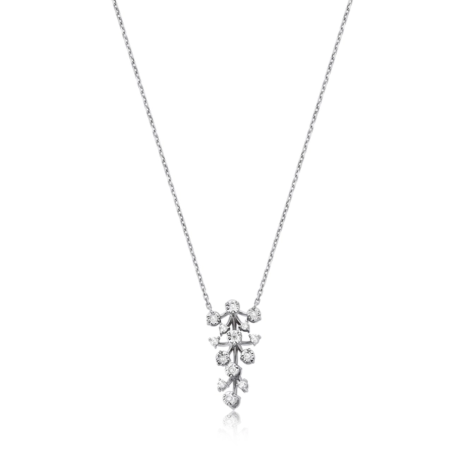 Gargantilha pingente ouro branco 18k ramo com 13pts de Diamantes 1