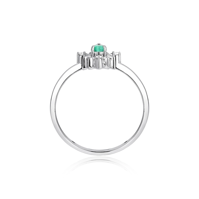 Anel gota de Esmeralda ouro branco 18k com 21pts de Diamantes 2