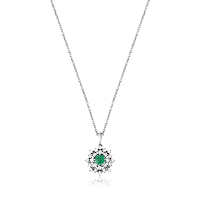 Gargantilha pingente de Esmeralda ouro branco 18k com Diamantes 1