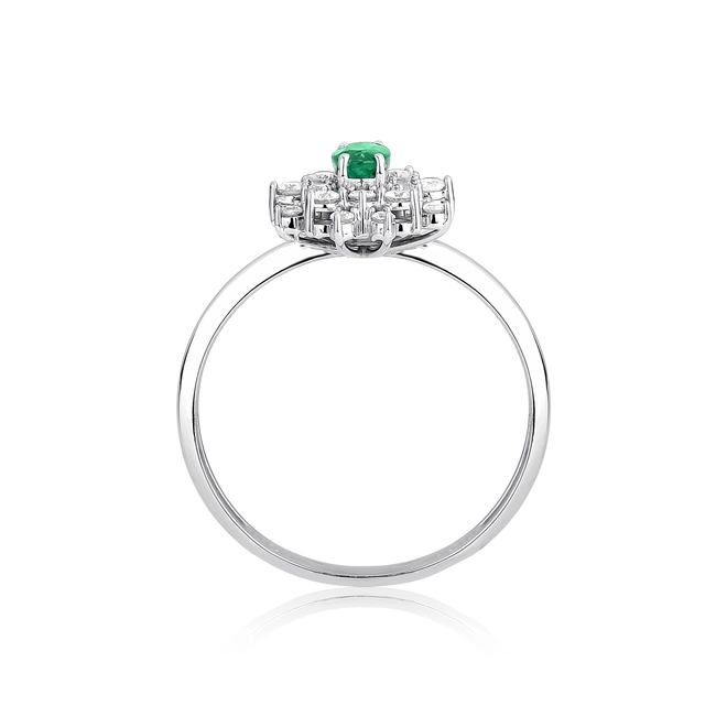Anel de Esmeralda gema oval ouro branco 18k com Diamantes 2
