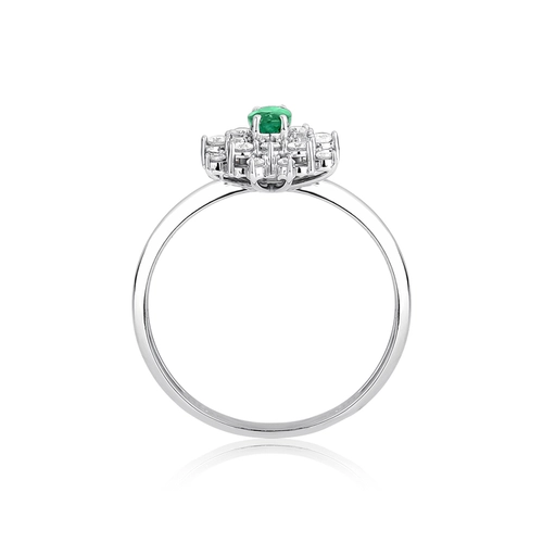 Anel de Esmeralda gema oval ouro branco 18k com Diamantes