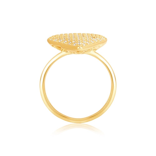 Anel For Love prata 925 dourada coração pavê de Zircônias brancas