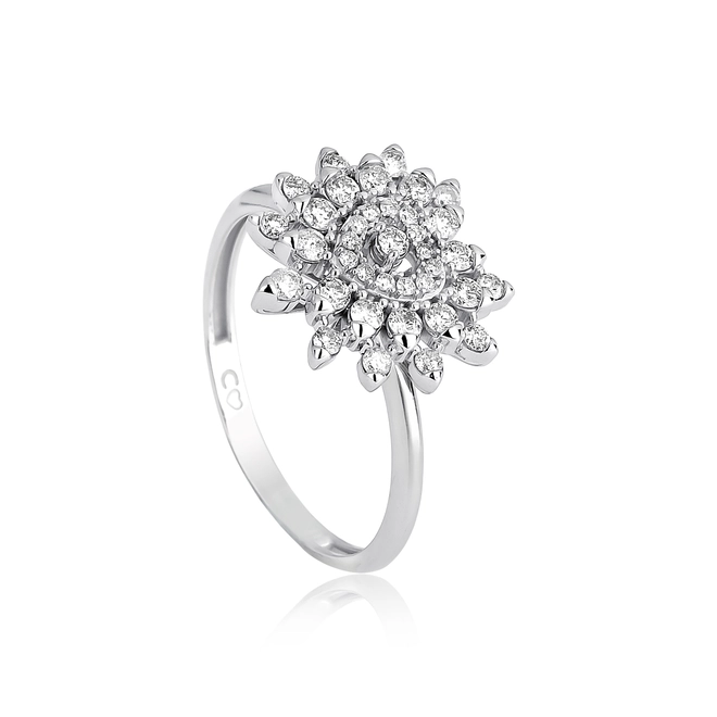 Anel coração ouro branco 18k com 50pts de Diamantes 1
