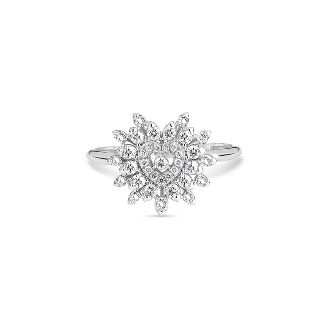 Anel coração ouro branco 18k com 50pts de Diamantes 3