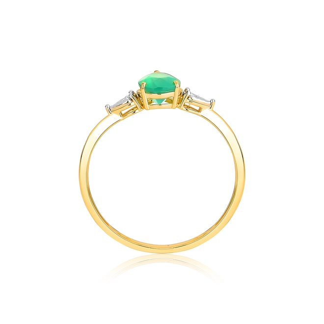 Anel gota de Crisoprásio ouro 18k com Diamante 2