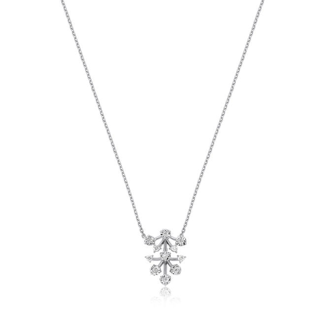 Gargantilha pingente ouro branco 18k ramo com 10pts de  Diamantes 1