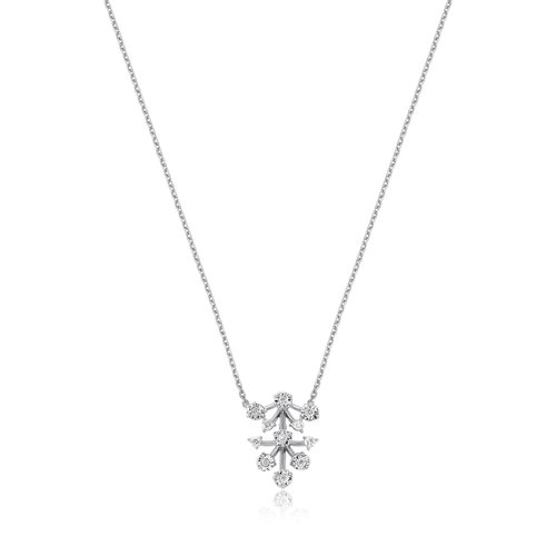 Gargantilha pingente ouro branco 18k ramo com 10pts de  Diamantes