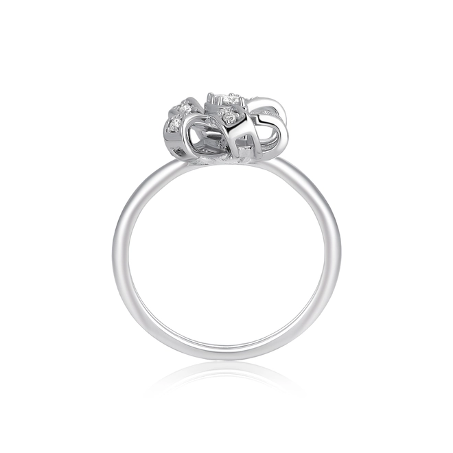 Anel laço ouro branco 18k cravejado de 23pts de Diamantes 2