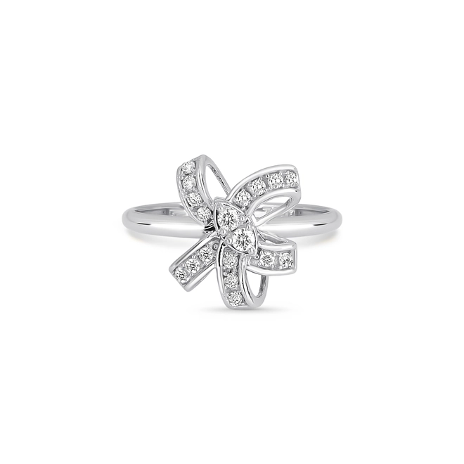 Anel laço ouro branco 18k cravejado de 23pts de Diamantes 3