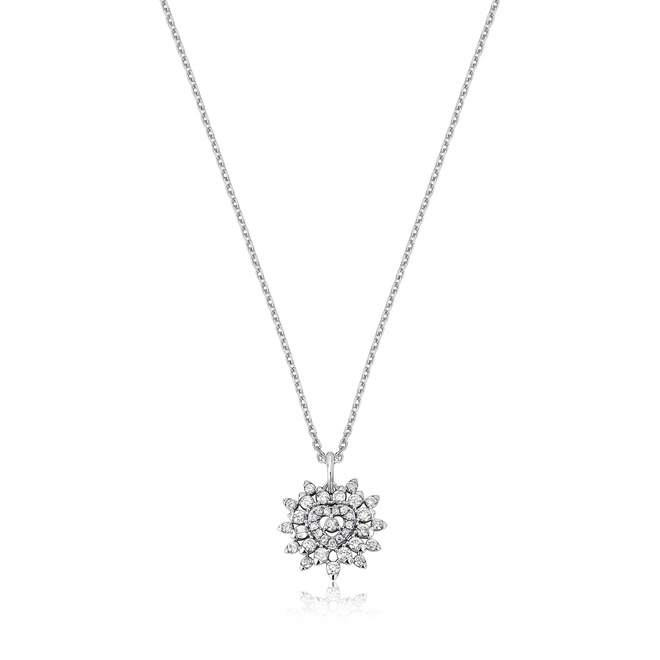 Gargantilha pingente ouro branco 18k coração com 50pts de Diamantes 1