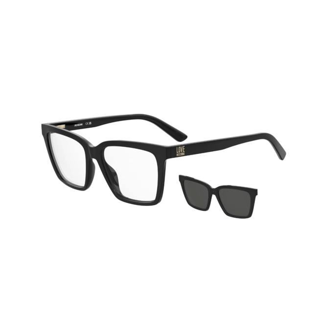 Óculos de Grau Love Moschino com Clip-On MOL661/C 807 5416 S Acetato Preto com lentes na cor Cinza 1