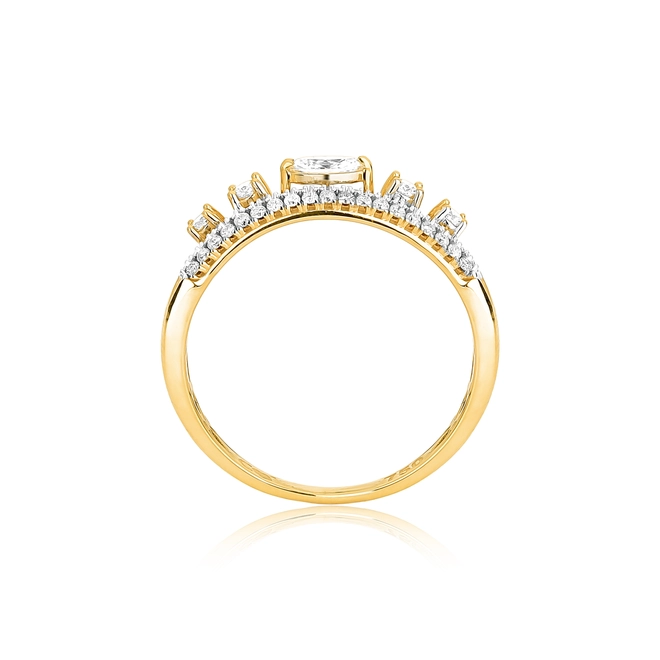 Anel aparador ouro 18k pavê com navete de Diamantes 2