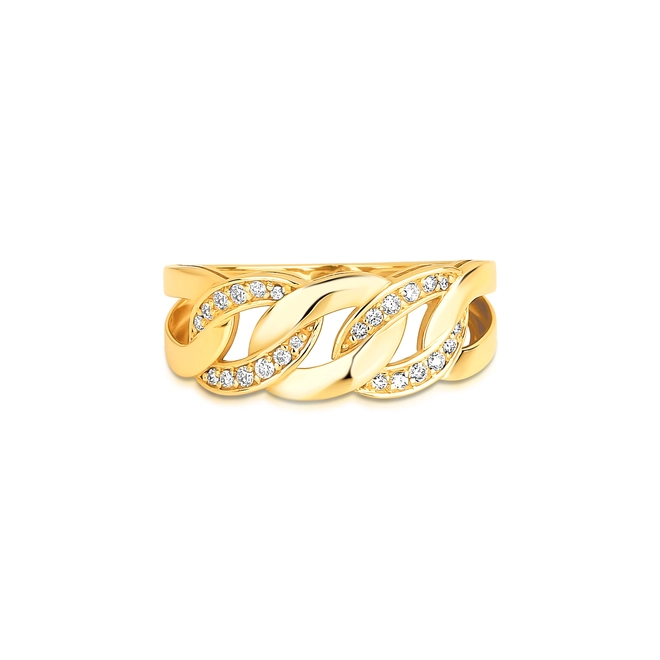 Anel Groumet ouro 18k elos com 14pts de Diamantes 3