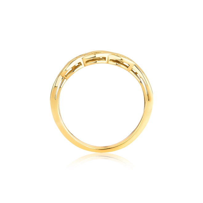Anel Groumet ouro 18k elos com 14pts de Diamantes 2