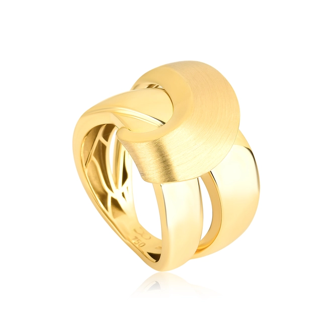 Anel Contour aros entrelaçados ouro 18k polido e fosco 1