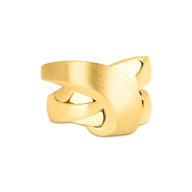 Anel Contour aros entrelaçados ouro 18k polido e fosco 3