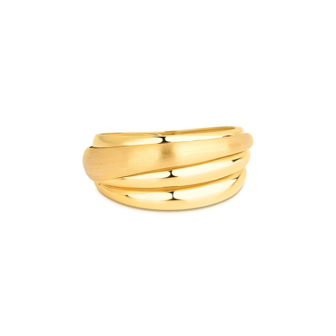 Anel Marée ondas ouro 18k abaulado aros sobrepostos 3