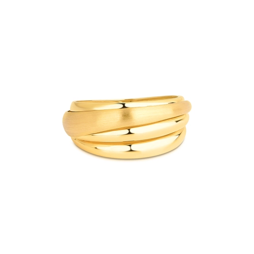 Anel Marée ondas ouro 18k abaulado aros sobrepostos