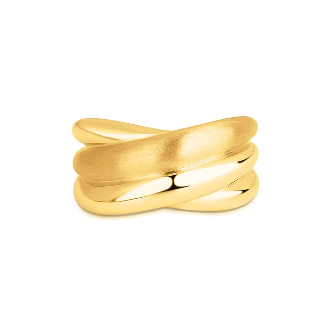 Anel Marée ondas ouro 18k abaulado aros sobrepostos 3