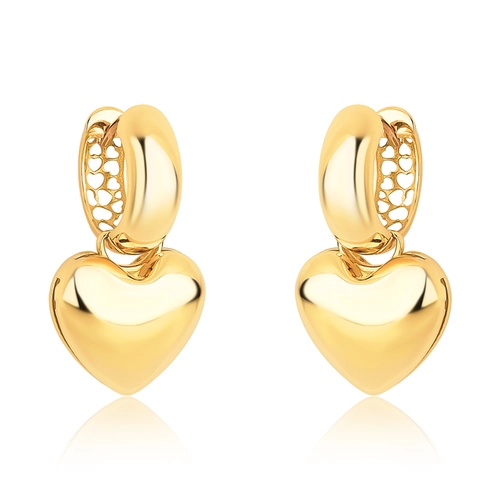 Brinco argola My Heart ouro 18k com pingente coração