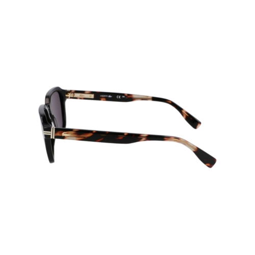 Óculos de Sol Lacoste L6046S 006 52 Acetato Preto e Marrom Mesclado com lentes na cor Fumê