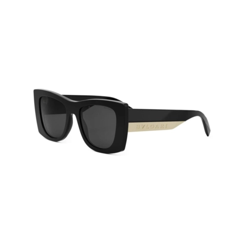 Óculos de Sol Bvlgari BV40038I_5201A Acetato Preto com lentes na cor Cinza