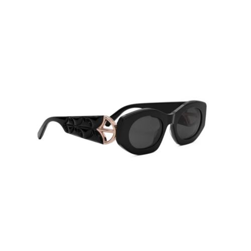 Óculos de Sol Bvlgari BV40049I_5101A Acetato Preto com lentes na cor Cinza