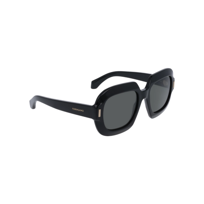 Óculos de Sol Salvatore Ferragamo SF2068SE 001 54 Acetato Preto com lentes na cor Cinza 3