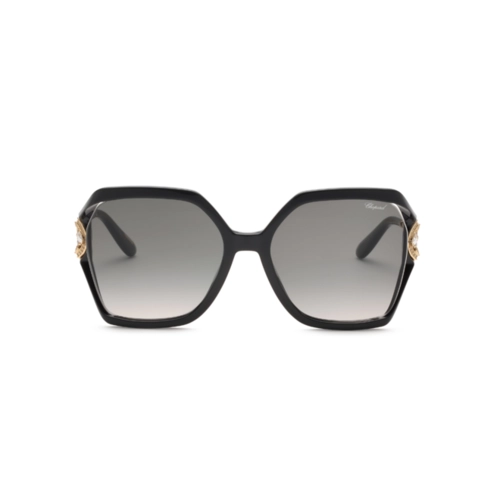 Óculos de Sol Chopard High Jewelry SCH407S 580Z42 Acetato Preto com lentes na cor Cinza Degradê