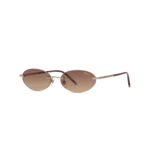 Óculos de Sol Chopard Ice Cube SCHL87M 5608FC Titânio Dourado com lentes na cor Marrom Degradê