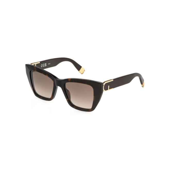 Óculos de Sol Furla SFU882 5204BL Acetato Marrom Mesclado com lentes na cor Marrom Degradê 1
