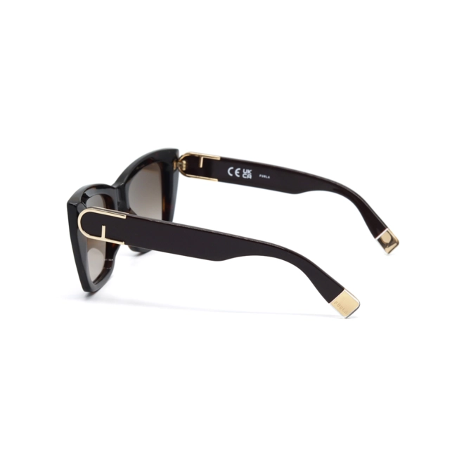 Óculos de Sol Furla SFU882 5204BL Acetato Marrom Mesclado com lentes na cor Marrom Degradê 3