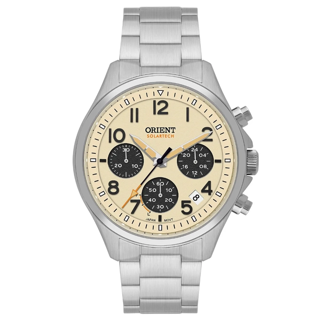 Relógio Orient Solartech Elite Land Cronógrafo Masculino - MBSSC290 T2SX Bege 1
